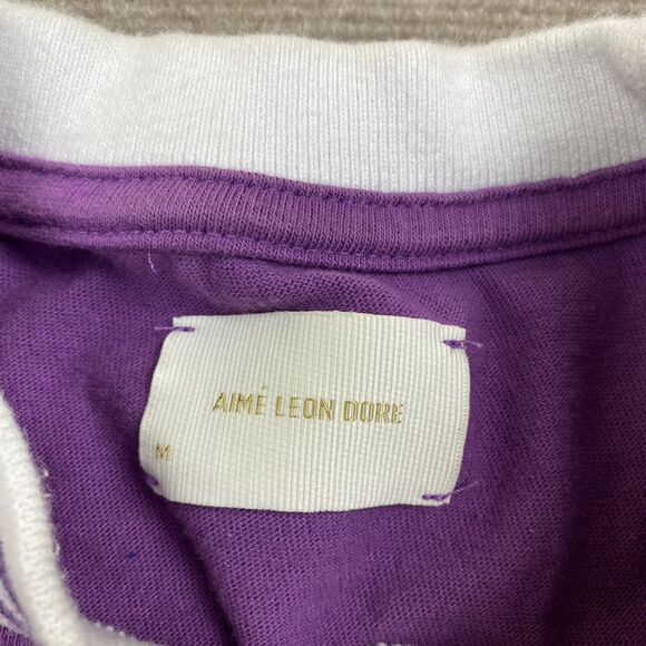 Aime Leon Dore Striped Collar crew neck T Shirt Men’s Size Medium RARE - Picture 4 of 12